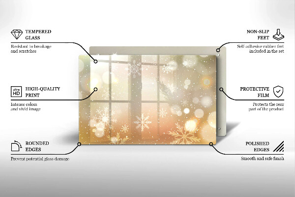 Kuchynská doska zo skla Snehové vločky