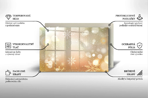 Kuchynská doska zo skla Snehové vločky