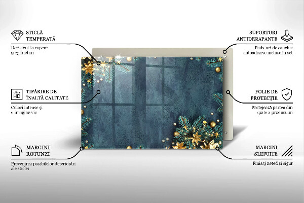 Kuchynská doska zo skla vianočné dekorácie