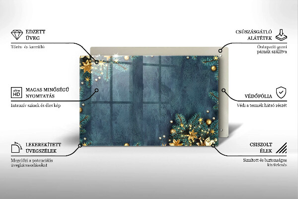 Kuchynská doska zo skla vianočné dekorácie