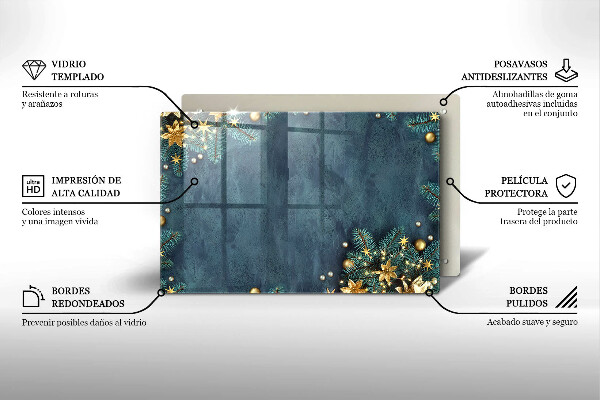 Kuchynská doska zo skla vianočné dekorácie