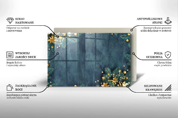 Kuchynská doska zo skla vianočné dekorácie