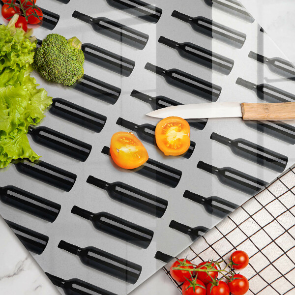 Kuchynská doska zo skla Čierne fľaše na víno