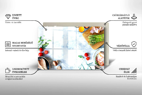 Kuchynská doska zo skla Ingrediencie v kuchyni