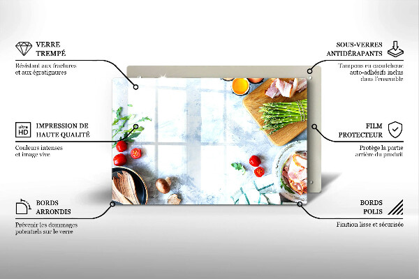 Kuchynská doska zo skla Ingrediencie v kuchyni