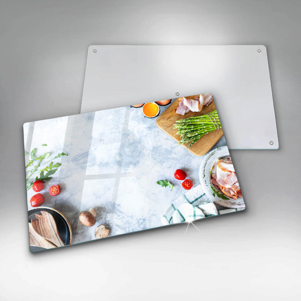 Kuchynská doska zo skla Ingrediencie v kuchyni