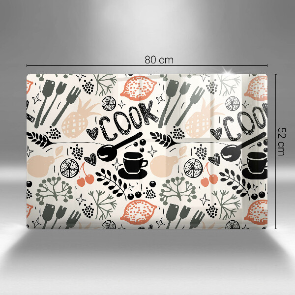 Kuchynská doska zo skla Kreslený kuchynský motív