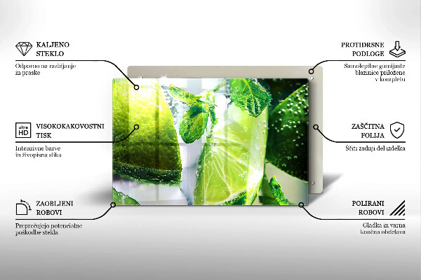 Kuchynská doska zo skla Voda s vápnom a ľadom