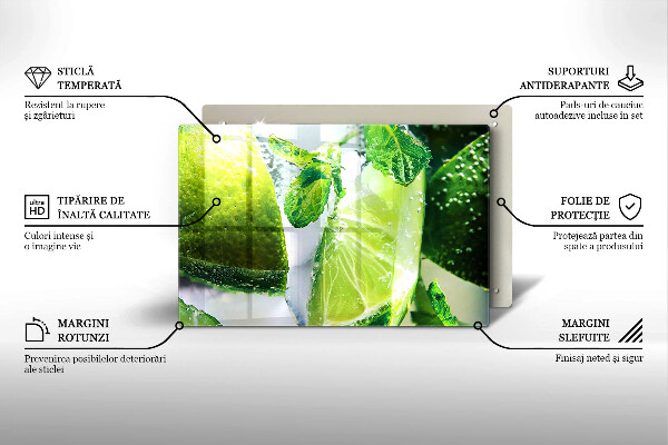 Kuchynská doska zo skla Voda s vápnom a ľadom