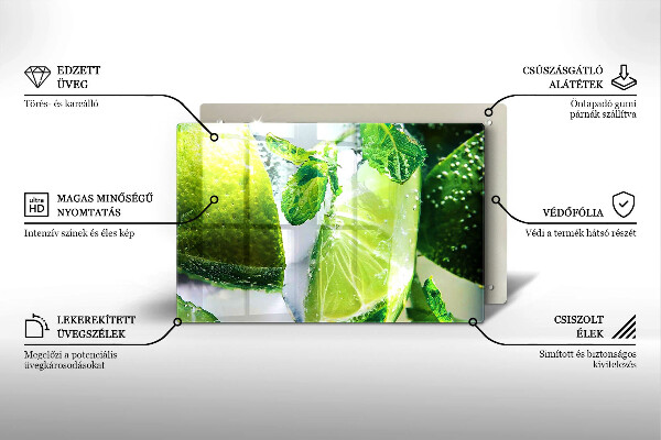 Kuchynská doska zo skla Voda s vápnom a ľadom