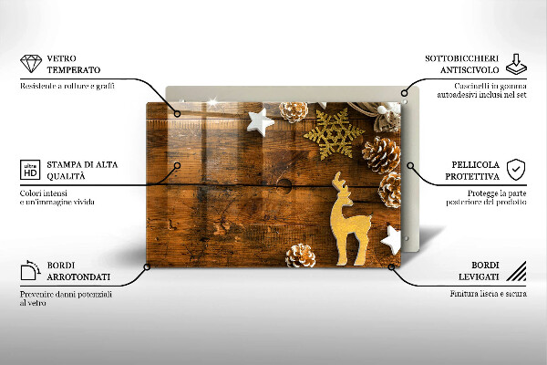 Kuchynská doska zo skla vianočné dekorácie