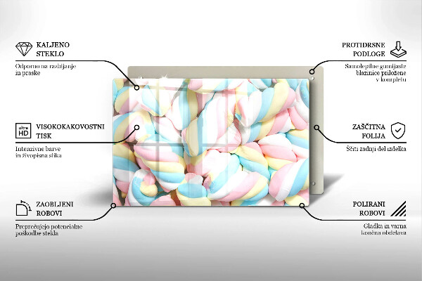 Kuchynská doska zo skla Farebné marshmallows