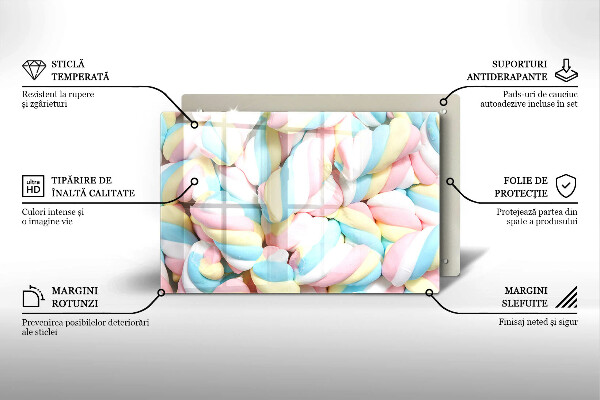 Kuchynská doska zo skla Farebné marshmallows