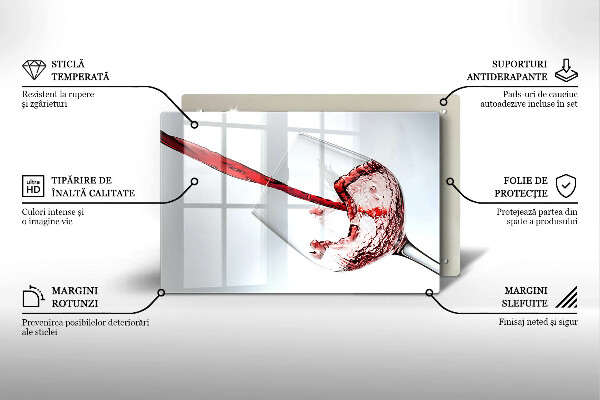 Kuchynská doska zo skla červené víno
