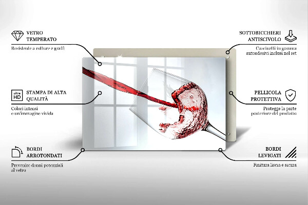 Kuchynská doska zo skla červené víno