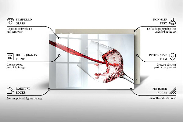 Kuchynská doska zo skla červené víno