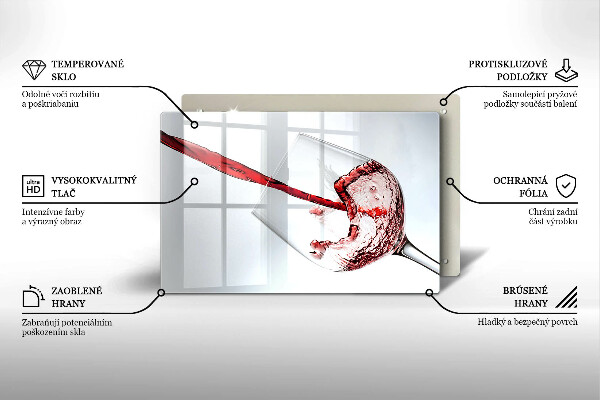 Kuchynská doska zo skla červené víno