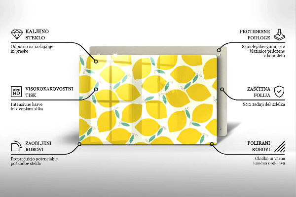Kuchynská doska zo skla Kreslené citróny