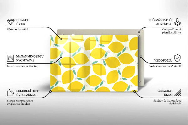 Kuchynská doska zo skla Kreslené citróny