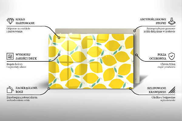 Kuchynská doska zo skla Kreslené citróny