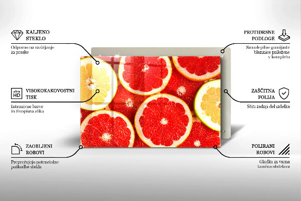 Kuchynská doska zo skla Plátky grapefruitu