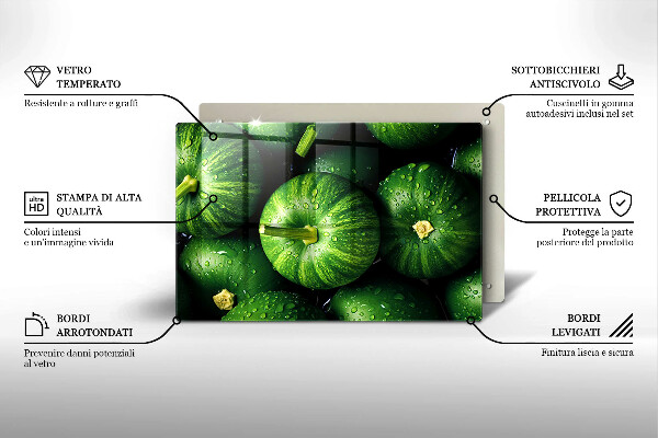 Kuchynská doska zo skla Zelené tekvice