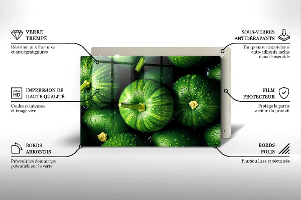 Kuchynská doska zo skla Zelené tekvice