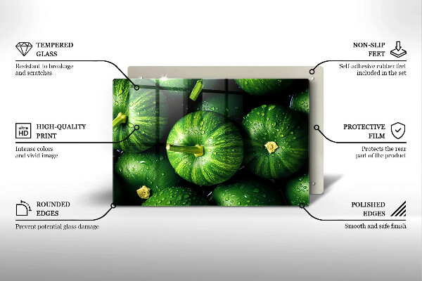 Kuchynská doska zo skla Zelené tekvice