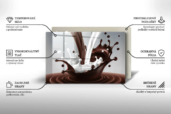 Kuchynská doska zo skla Mlieko a čokoláda