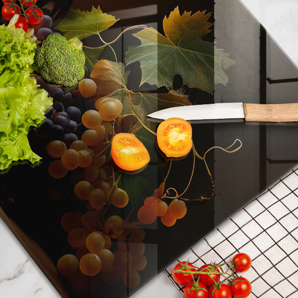 Kuchynská doska zo skla Pohár vína a hrozna