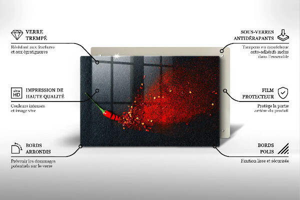 Kuchynská doska zo skla Čili paprička