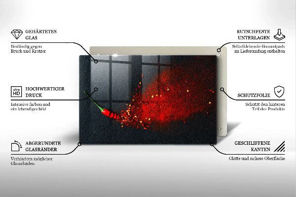 Kuchynská doska zo skla Čili paprička