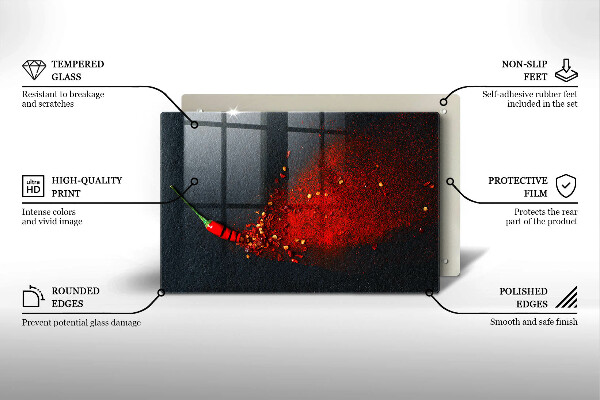 Kuchynská doska zo skla Čili paprička