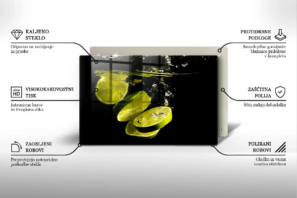 Kuchynská doska zo skla Limetky vo vode