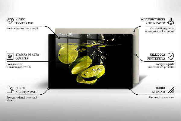 Kuchynská doska zo skla Limetky vo vode