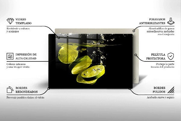 Kuchynská doska zo skla Limetky vo vode