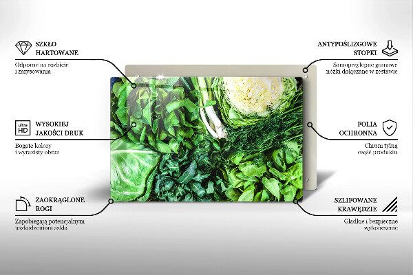 Kuchynská doska zo skla Zelená zelenina