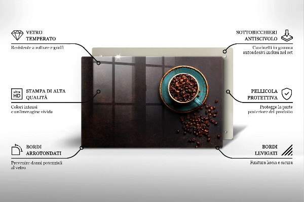 Kuchynská doska zo skla Šálka kávových zŕn