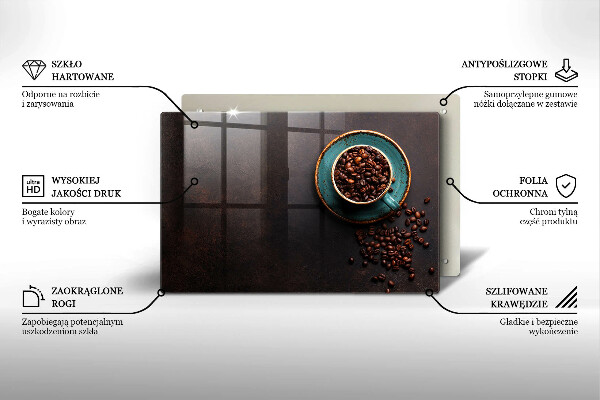 Kuchynská doska zo skla Šálka kávových zŕn