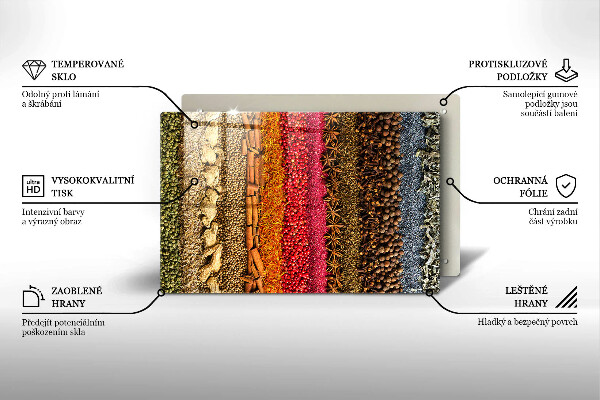 Kuchynská doska zo skla Farebné korenie