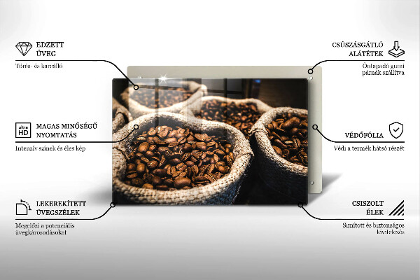 Kuchynská doska zo skla Vrecia na kávové zrná