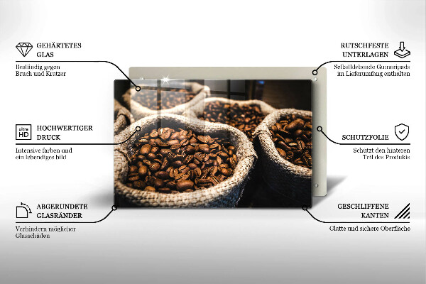 Kuchynská doska zo skla Vrecia na kávové zrná