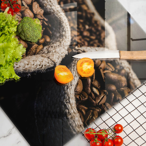 Kuchynská doska zo skla Vrecia na kávové zrná