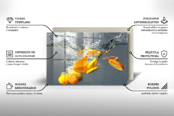 Kuchynská doska zo skla Citróny vo vode