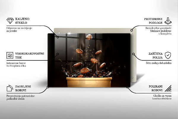 Kuchynská doska zo skla Horúce kávové zrná