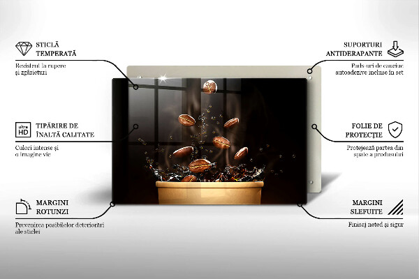 Kuchynská doska zo skla Horúce kávové zrná