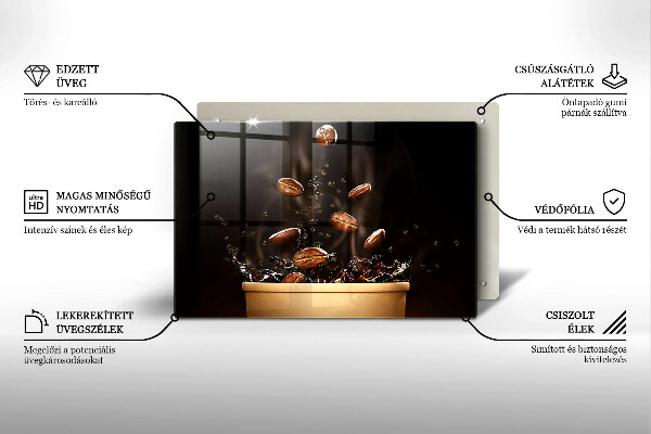 Kuchynská doska zo skla Horúce kávové zrná