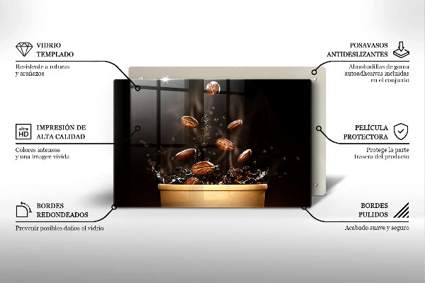 Kuchynská doska zo skla Horúce kávové zrná