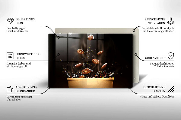 Kuchynská doska zo skla Horúce kávové zrná