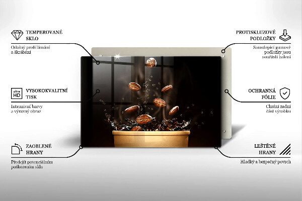 Kuchynská doska zo skla Horúce kávové zrná